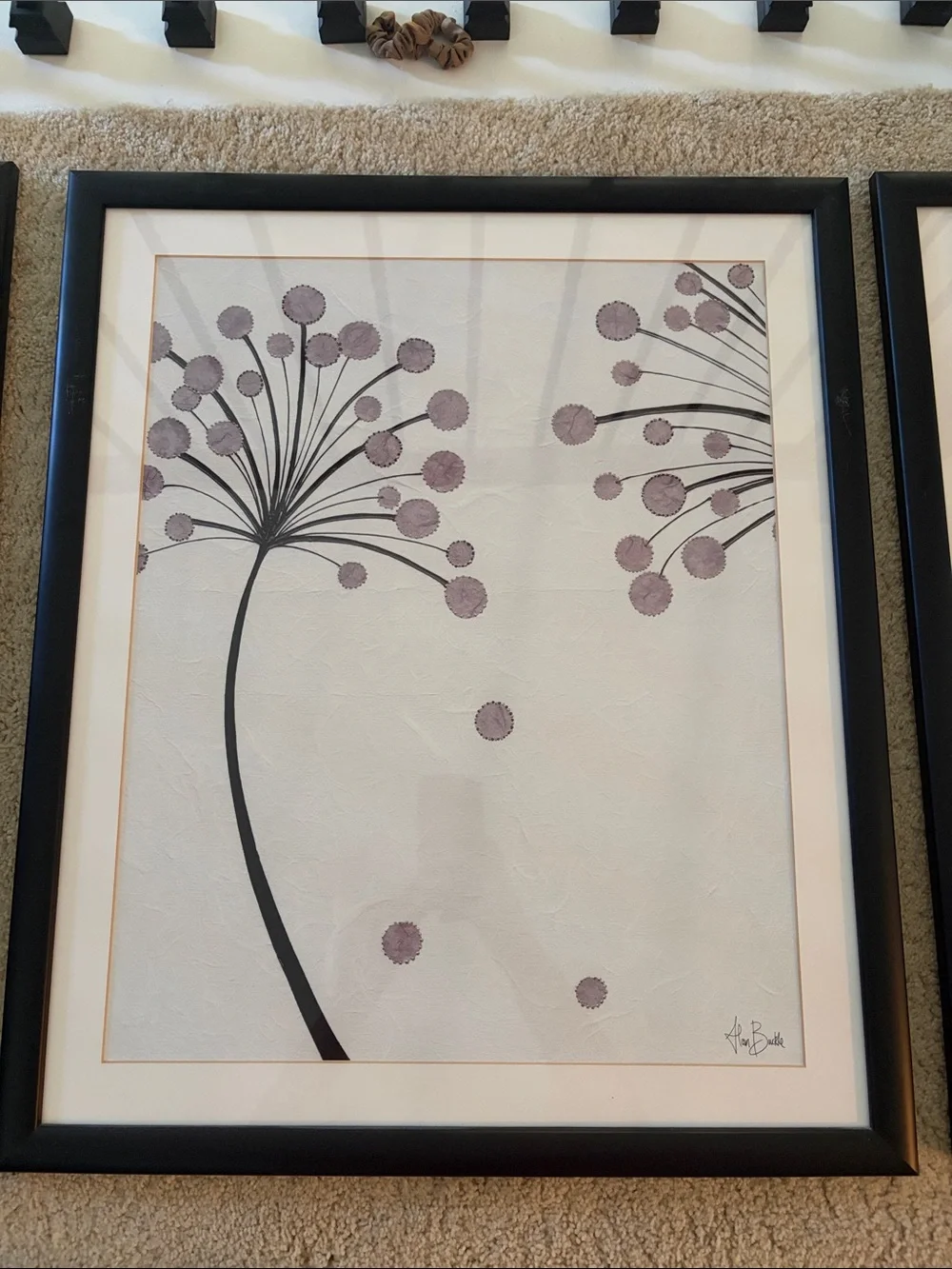 Set of 3: Alan Buckle Framed Floral Burst Wall Art in Teal, White & Gold
